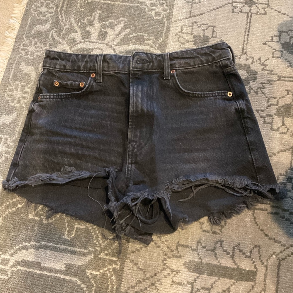 Zara black denim shirts, distressed, size 4